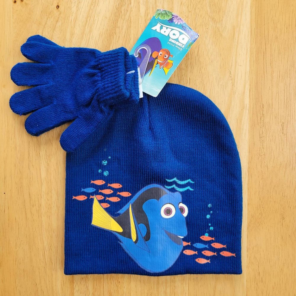 Disney-Pixar Finding Dory Kids Knit Beanie 2 Pc One Size  NWT